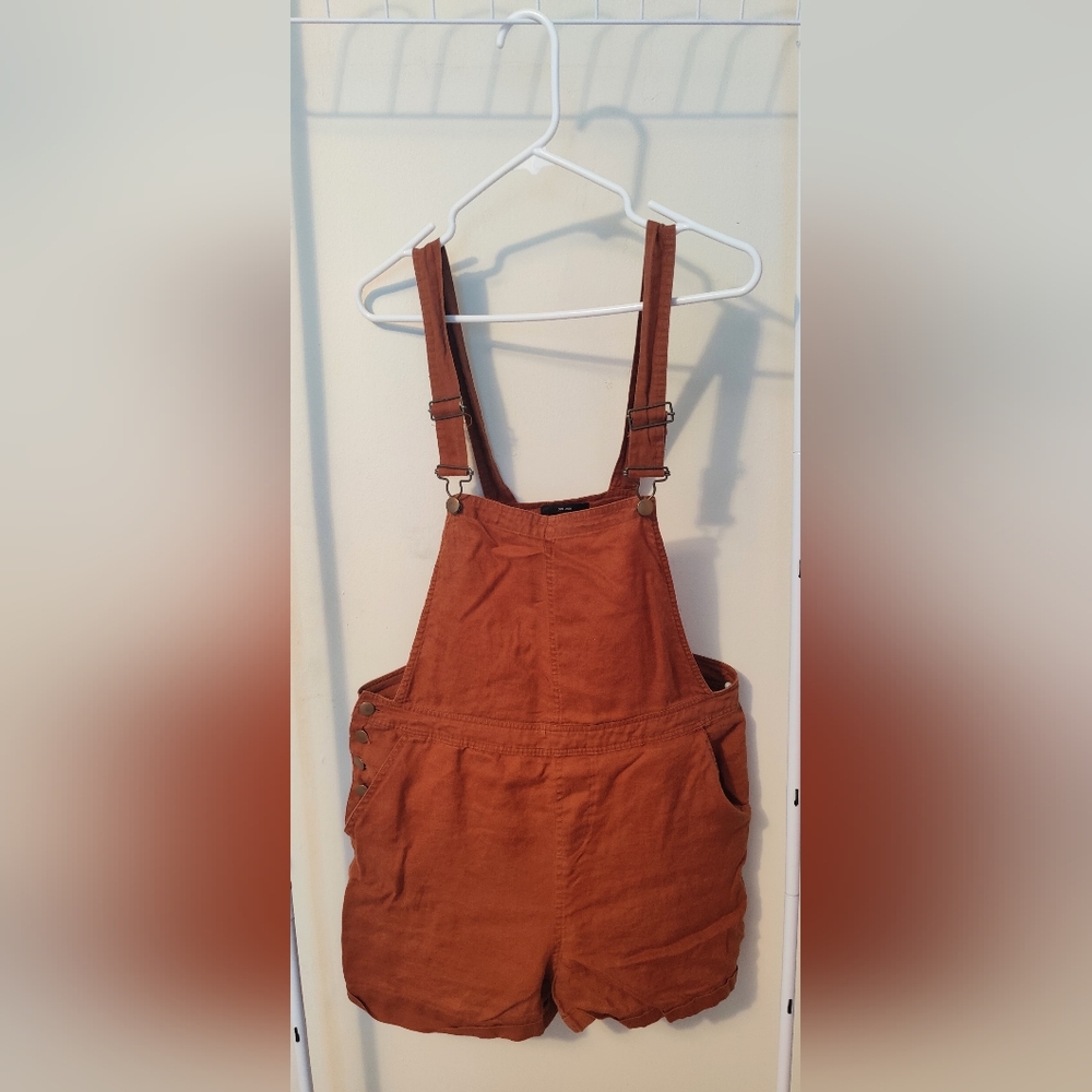 Nicole Miller Brown Short Overalls Size L